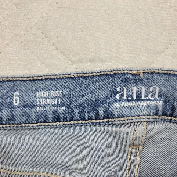 a.n.a high rise‎ straight distressed blue jeans size 6 - Picture 5 of 7